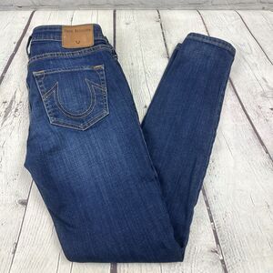 True Religion Women's Halle Skinny Let Out Seam Jeans Size 27 Polished Navy Wash
